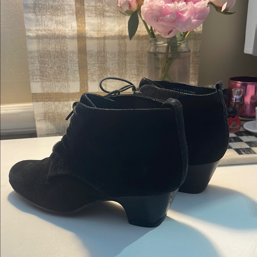 Clarks Black Ankle Suede Boots with Classic Laces - Picture 8 of 16